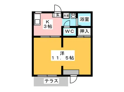 オレンジハウスC(1K/1階)の間取り写真