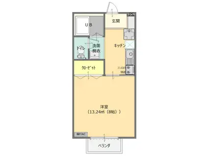 ガイア21(1K/2階)の間取り写真