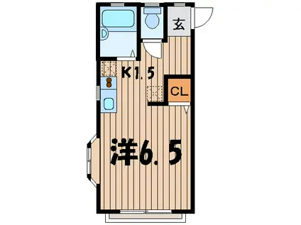 セゾンタニサワ(1K/2階)の間取り写真