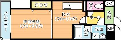 サンメゾン清水(1DK/3階)の間取り写真