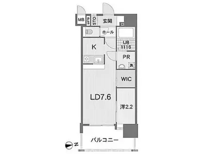 プレイスタイルBAY AREA石城(1LDK/7階)の間取り写真