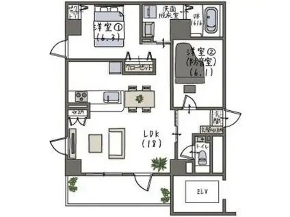 ZOU-YOU(2LDK/5階)の間取り写真