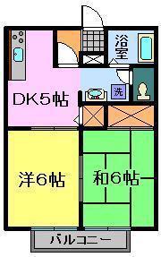 リズパークサイド(2DK/1階)の間取り写真