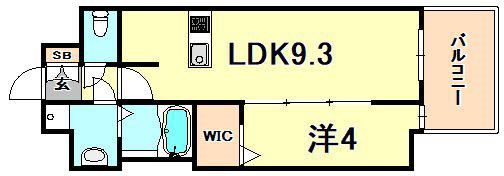 エスライズ神戸三宮山手通1番館(1LDK/3階)の間取り写真