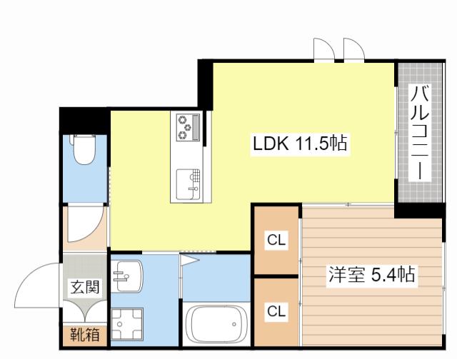 オリュゾン(1LDK/2階)の間取り写真