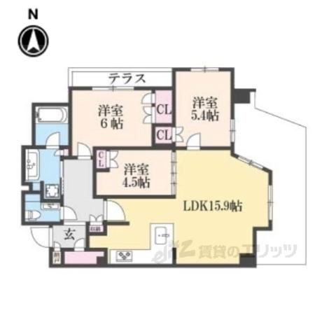 パラドール御所西グランデ(3LDK/2階)の間取り写真