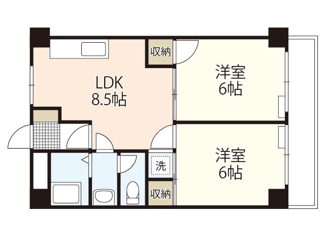 寿々ビル(2LDK/3階)の間取り写真