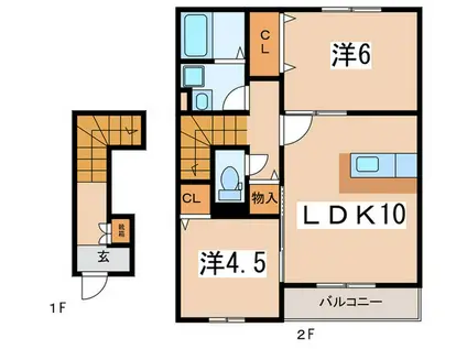 クレール湘南台IIIA(2LDK/2階)の間取り写真