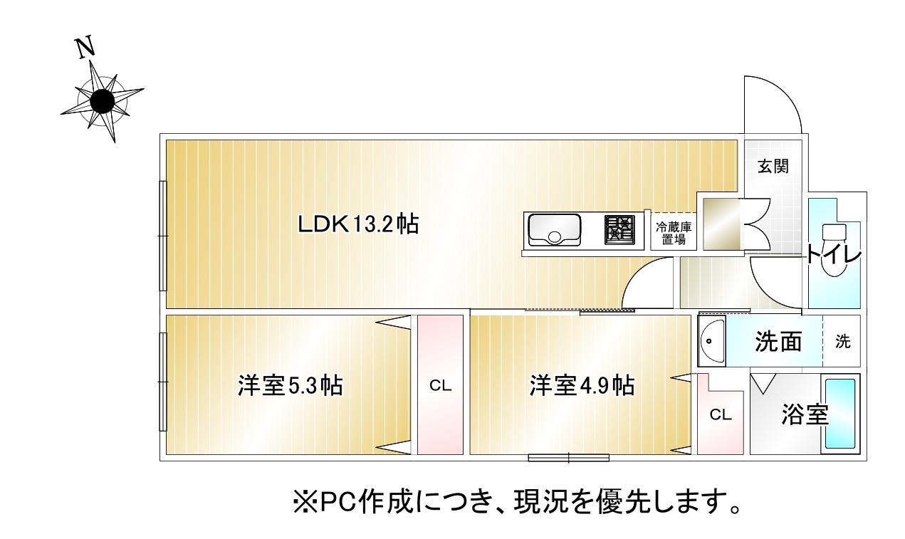 SOLEIL(2LDK/1階)の間取り写真
