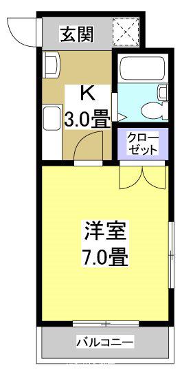 メゾンTERADA(1K/3階)の間取り写真