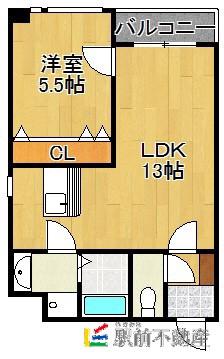 アレイII(1LDK/3階)の間取り写真