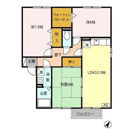 リバーサイド(3LDK/2階)の間取り写真