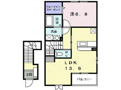 シアンドバリー(1LDK/2階)の間取り写真