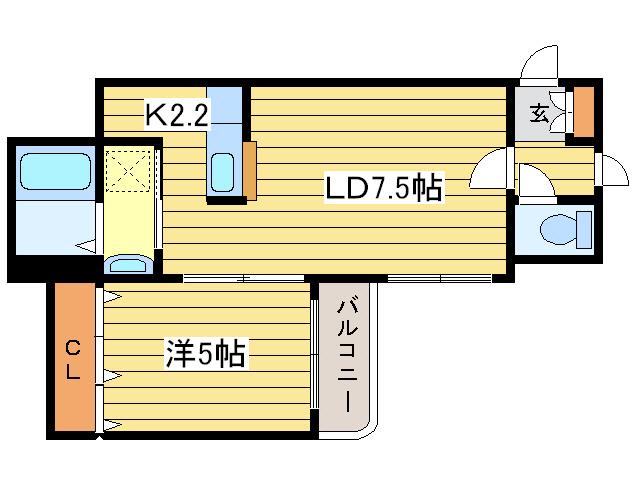エルミタージュ(1LDK/2階)の間取り写真