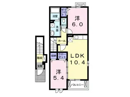 ティアラIIA(2LDK/2階)の間取り写真