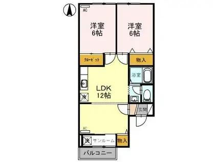 ピーチガーデン(2LDK/2階)の間取り写真