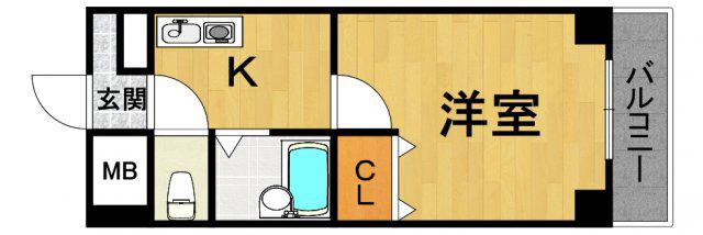 アクティ塚口(1K/4階)の間取り写真