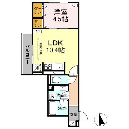 カルニュ(1LDK/2階)の間取り写真