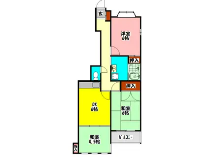 シティライフ林II(2LDK/3階)の間取り写真