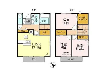 サン フォレスト(3LDK/1階)の間取り写真