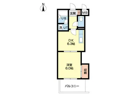 フィオーレセレスト(1DK/3階)の間取り写真