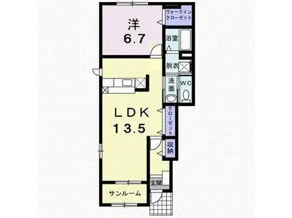 富山地鉄富山港線 萩浦小学校前駅 徒歩47分 2階建 築16年(1LDK/1階)の間取り写真