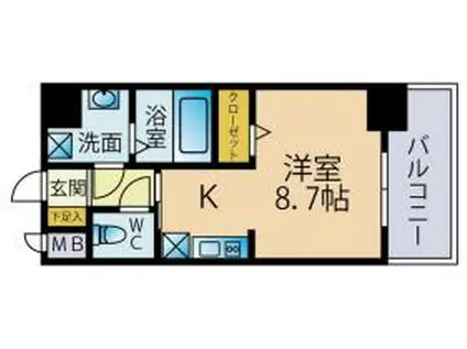 ブレス学研都市(ワンルーム/9階)の間取り写真