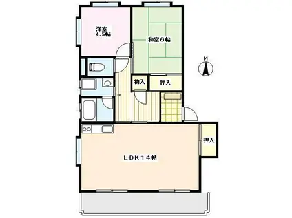 メゾン奥谷(2LDK/2階)の間取り写真