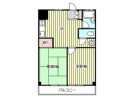 第1荻島ユニティビル(2DK/2階)の間取り写真