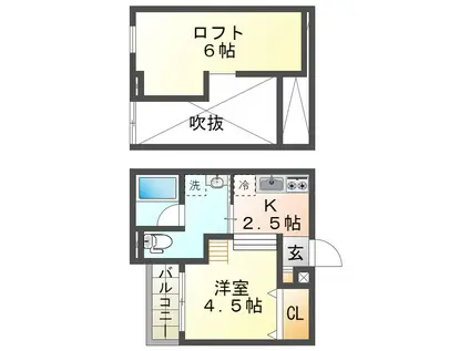 ラネージュ西明石(1K/1階)の間取り写真