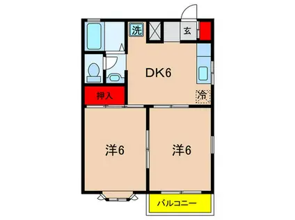 アプローズ日吉(2DK/1階)の間取り写真