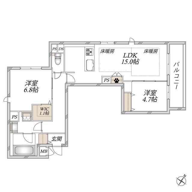 VICTOIRE 南流山(2LDK/6階)の間取り写真