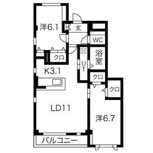 STOCKストック(2LDK/2階)の間取り写真