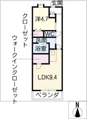 キャッスル常滑(1LDK/7階)の間取り写真