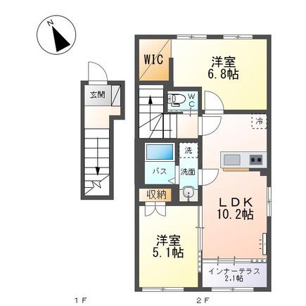 COMFORT LUMINOUS(2LDK/2階)の間取り写真