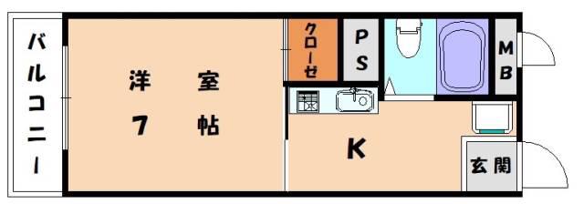 サンハイネス和白II(1K/2階)の間取り写真
