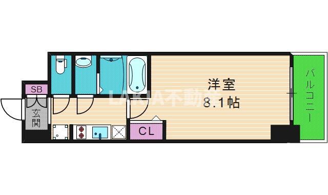プレサンス谷町九丁目駅前(1K/5階)の間取り写真
