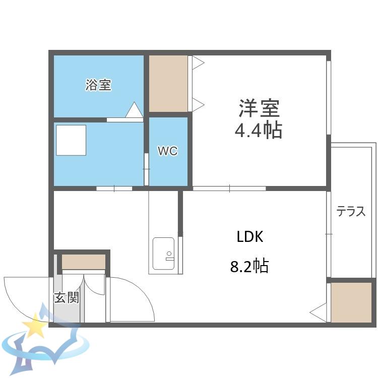 GRANMODE山鼻(1LDK/2階)の間取り写真