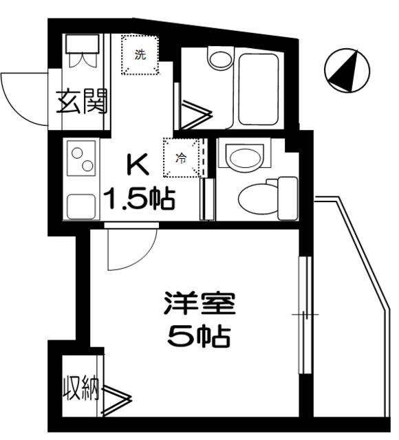 レゴリス(1K/4階)の間取り写真