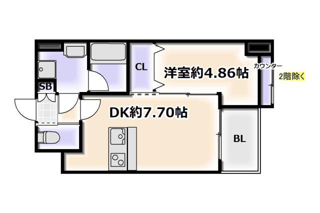 プレジオ難波ASIAN(1LDK/6階)の間取り写真