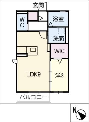 プレミアムR(1LDK/2階)の間取り写真