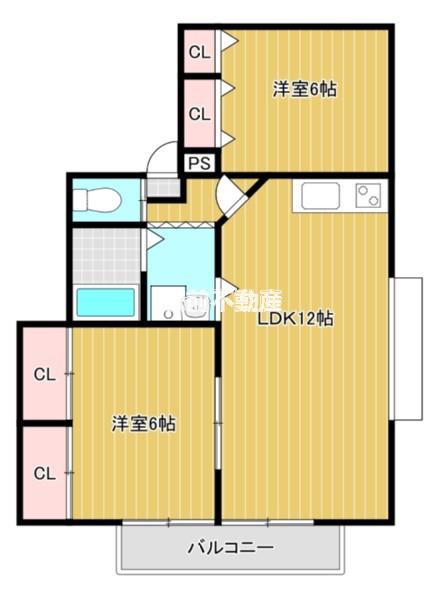フリーデン安居野 E(2LDK/2階)の間取り写真