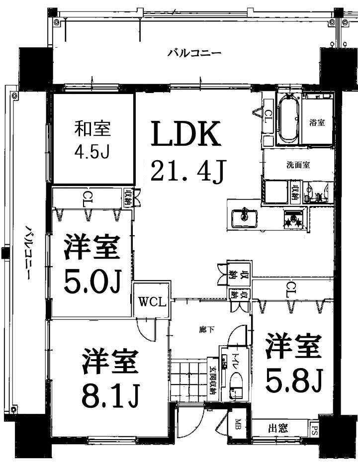 プレサンスロジェ西崎レーヴタワー(4LDK/7階)の間取り写真