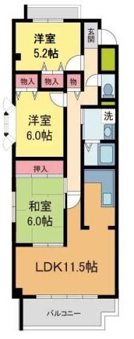 FIG・TREE2号館(3LDK/2階)の間取り写真