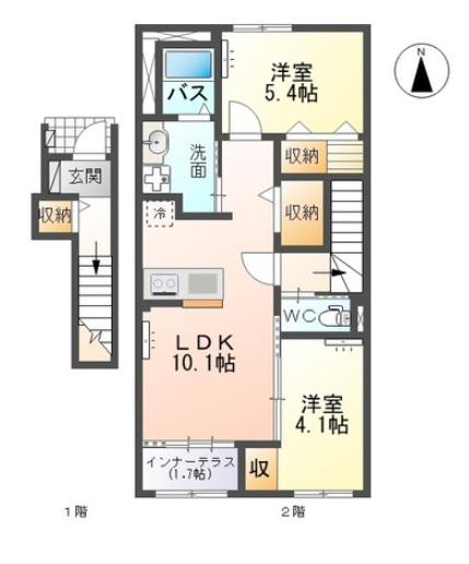 ネオ・セフィラII(2LDK/2階)の間取り写真