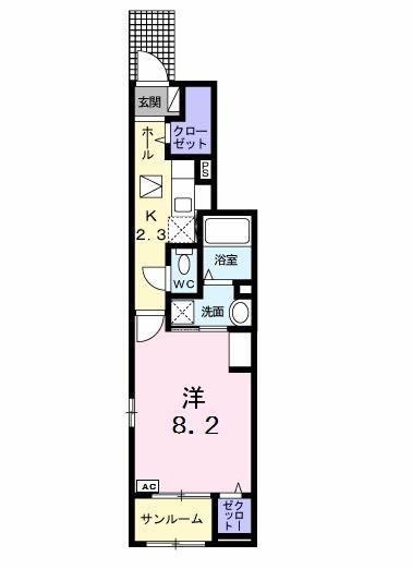 コンフォートAYU(1K/1階)の間取り写真