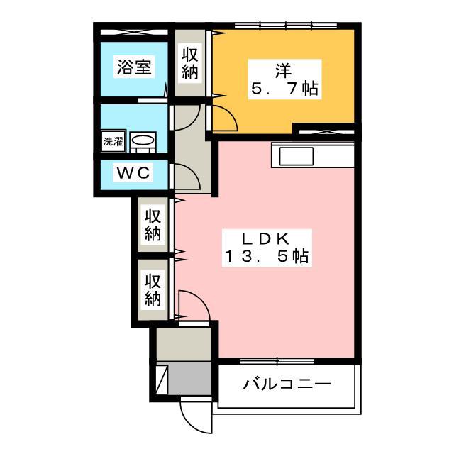 ローズルミナス(1LDK/1階)の間取り写真