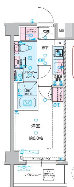 ジェノヴィア谷塚 310(1K/3階)の間取り写真