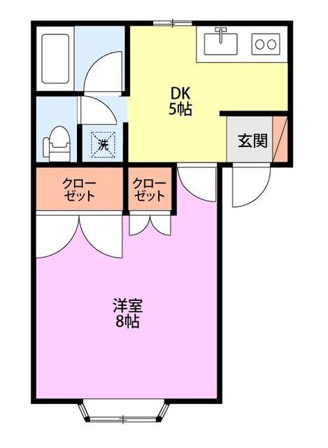 サニーサイドハイツ(1DK/2階)の間取り写真