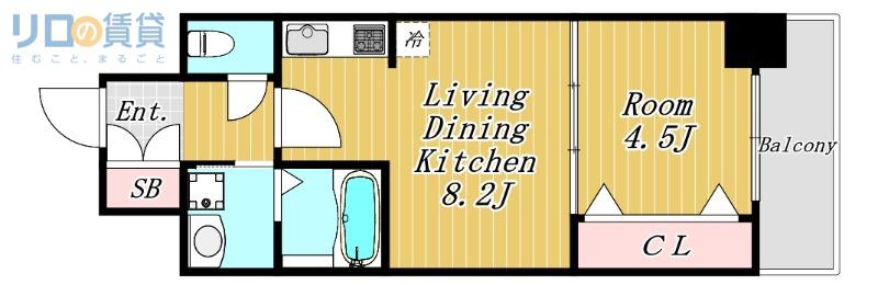セノアタワー新大阪(1LDK/9階)の間取り写真